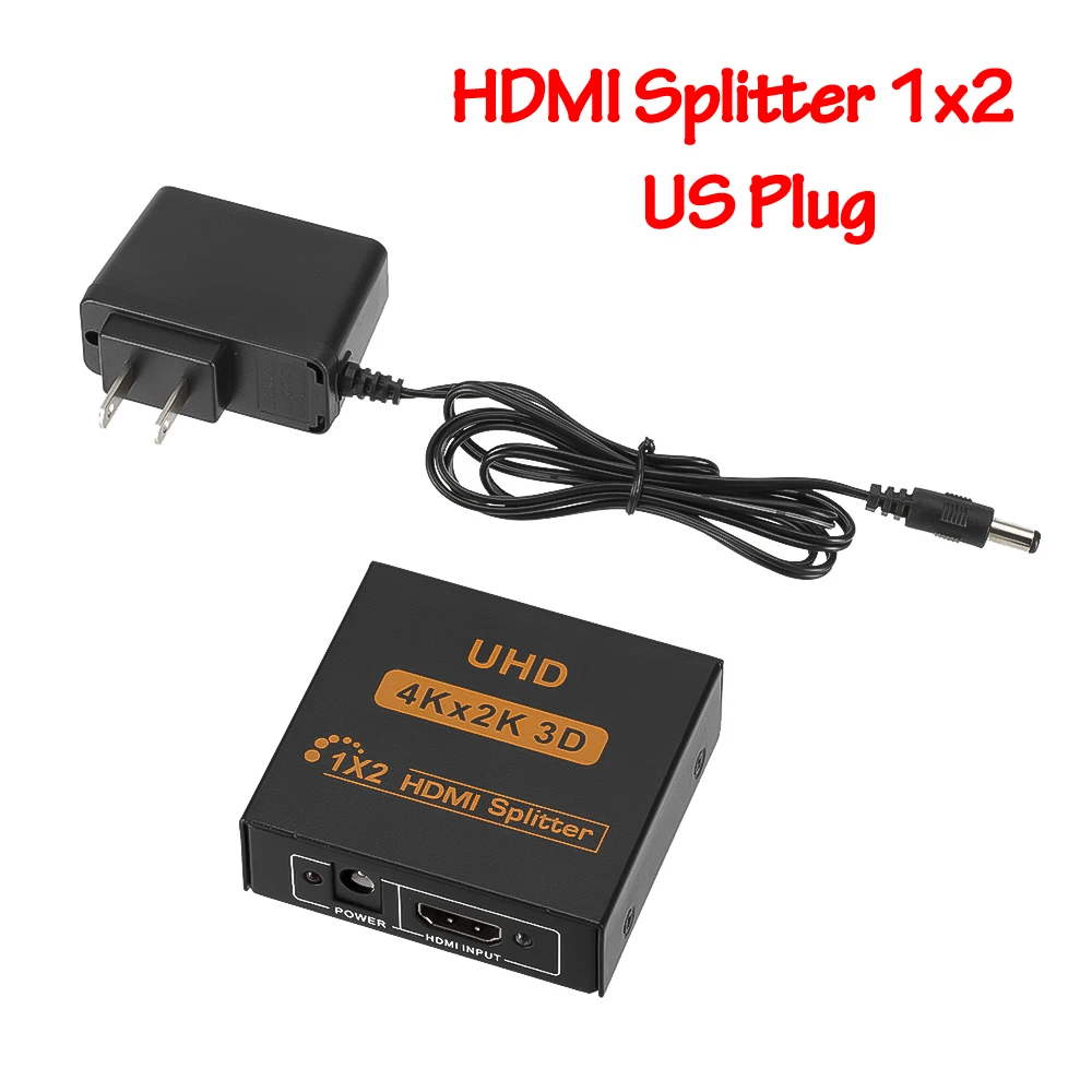 1x2 and US 4K* 2K HDMI сплиттер 1X2/1X4 Full HD 1080P видео HDMI переключатель 1X2 двойной дисплей Поддержка 3D эффектов для HDTV DVD PS3 Xbox - Цвет: 1x2 and US