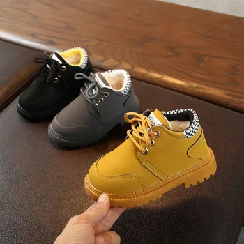 

Childrens Winter Warm Casual Leather Boots Baby Boys Lace-Up Shoes Anti-slip Walking Shoe Toddler Baby Booties for Boy Drop