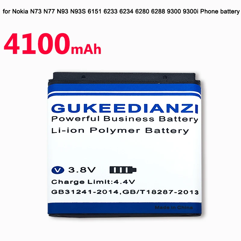 GUKEEDIANZI 4100mAh BP-6M Battery For Nokia N73 N77 N93 N93S 6151 6233 6234 6280 6288 9300 9300i Li-ion Replacement | Компьютеры и