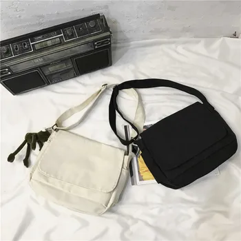 

ins canvas bag female Japanese Korean girl college students all-match simple shoulder bag messenger bag