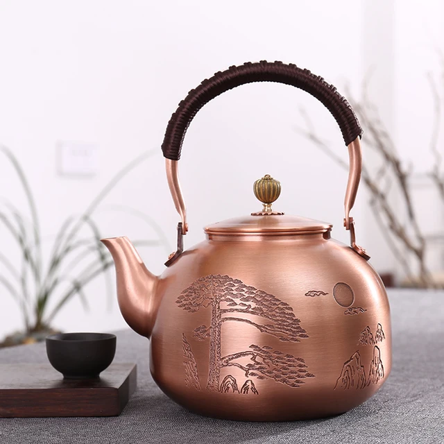 1200 Ml Tiszta Réz Forrásban Lévő Vízforraló Japán Stílusú Kézzel Készített Piros Teáskanna Nagy Kapacitású Sörfőzde Retro Teakészlet - Image 3