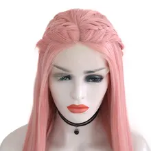 Синтетический 13*3 Синтетические волосы на кружеве парик персикового цвета для девочек прямые пряди натуральных волос термостойкие волокна пробор для Для женщин девушки париков