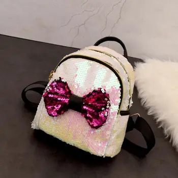 

Newest Women Backpack Glitter Sequins Bowknot Travel Shoulder Bag Ladies Girls Mini Rucksack Purse School Bag