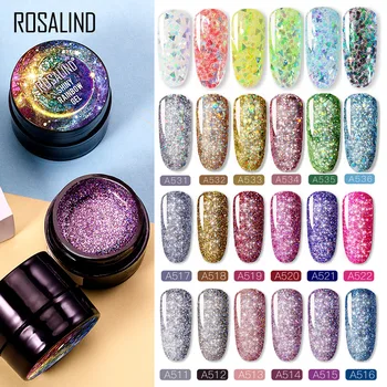 

ROSALIND Nail Gel Polish Semi Permanent Nail Art Dazzling Diamond Hybrid Varnish Extension Poly Base Top Coat UV Gel Nail Polish