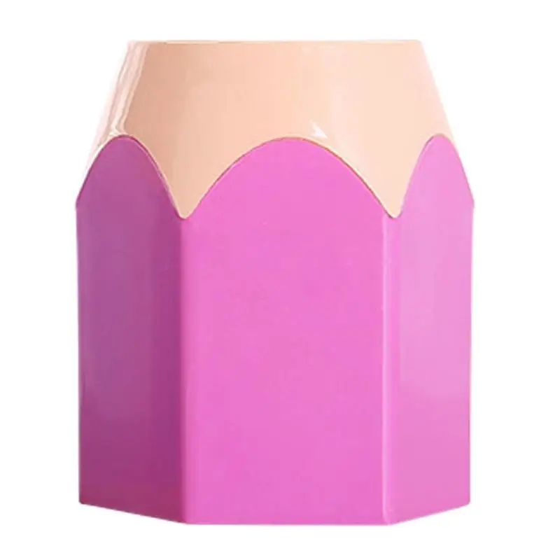 Ваза для ручек горшок держатель щеток для макияжа канцелярская настольная стойка офисные принадлежности - Цвет: Розовый