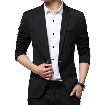 

Men Blazer Cotton Suit Jacket Male Blazer Men's Slim 1-Button Single Breasted Lightweight Blazer Jacket M-5XL Plus Size