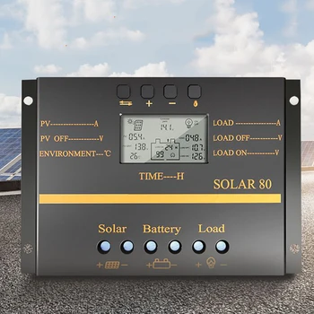 

Rechargeable Solar Charge Controller USB Port 80A LCD Battery Regulator