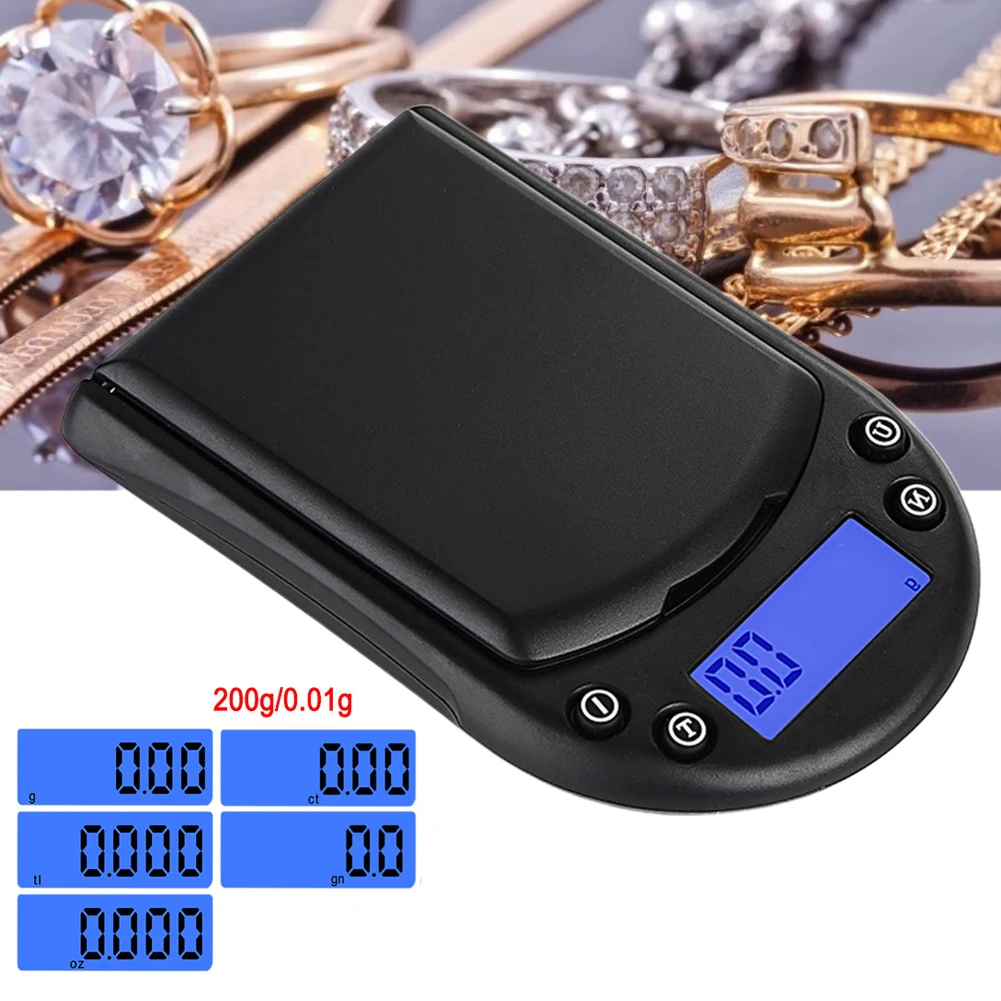 Карманный мини-дисплей с высокой точностью, граммовая подсветка, ЖК-дисплей для взвешивания пищевых продуктов, домашние портативные цифровые кухонные электронные весы, инструменты, ювелирные изделия