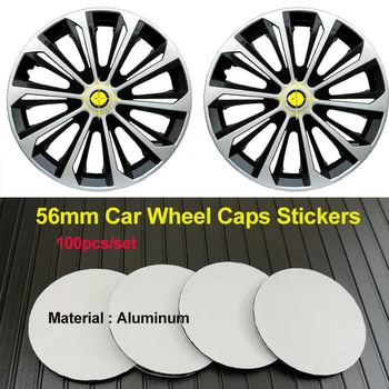 

100pcs Car Wheel Caps Sticker Label 56mm 5.6CM Aluminum Decal for Citroen Chevrolet Fiat BMW VW Honda Toyota Car Styling