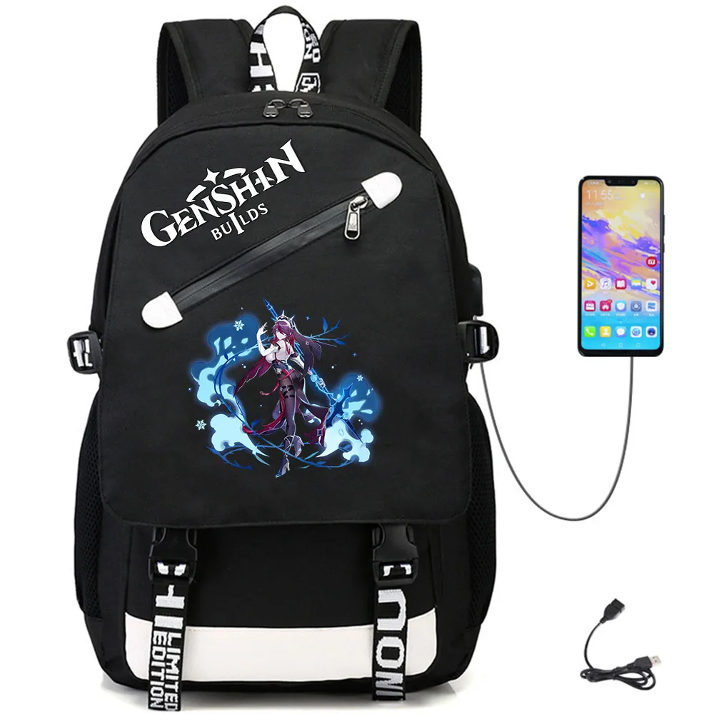 

Аниме Genshin Impact USB, рюкзак из ткани Оксфорд, школьный ранец Teenger, повседневный тканевый студенческий рюкзак, рюкзак, Высококачественная сумка для ноутбука