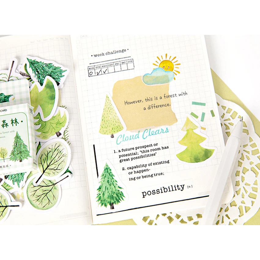 

30packs/lot Fresh And Green Forest Boxed Sticker Diary Handmade Adhesive Paper Stickers For The Diary Stickers Scrapbooking