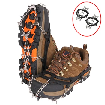 

Crampons 10 Teeth Anti Slip Ice Snow Traction Cleats Ice Grippers Spikes Anti-skip Shoes with bag