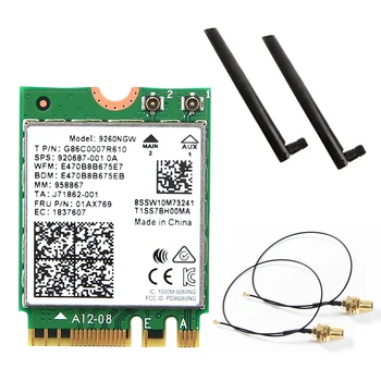 

Dual Band 1.73Gbps Wireless-AC Intel 9260 9260NGW NGFF M.2 Wifi Card 2.4Ghz/5Ghz 802.11ac Bluetooth 5.0 MU-MIMO With Antenna Set