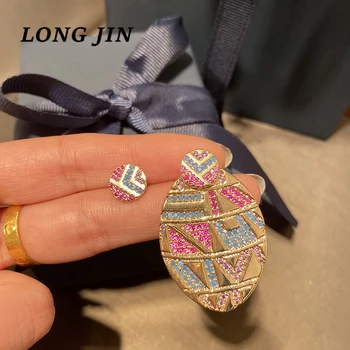 

Bohemian Colorful Tribal Round Earrings Detachable Wear Two Asymmetrical Oval Striped Earrings Exquisite Luxury Party Ornament