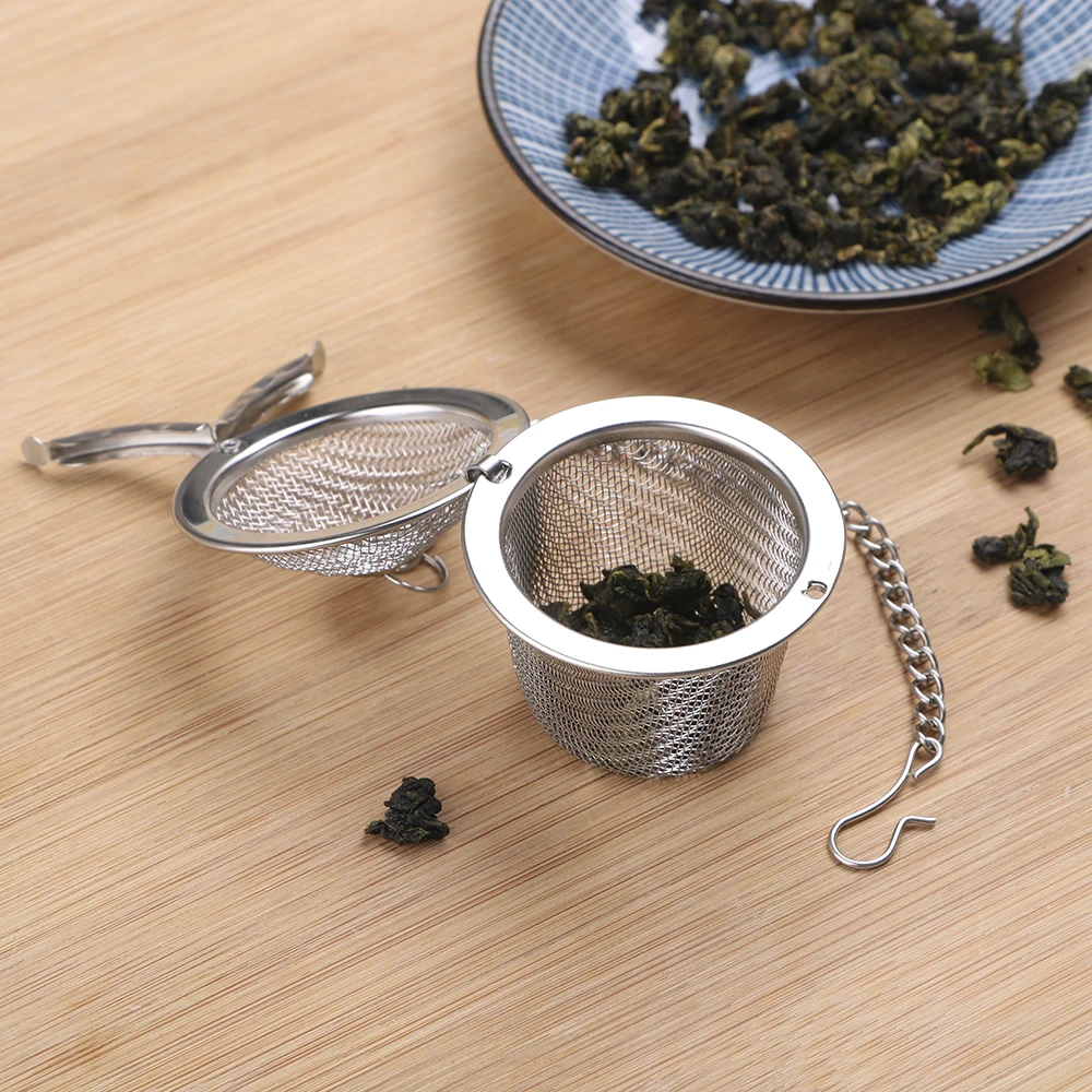 tea strainer Stainless Steel Mesh Herbal Ball Reusable Tea Spice Strainer Teakettle Locking Tea Filter Seasoning Ball