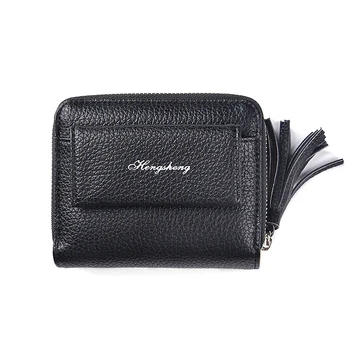 

Womens Leather Credit Card Holder Wallet Tassel Short Wallet for Travel Small Zipper Coin Purse for Lay Clutch Bag Brief Wallet