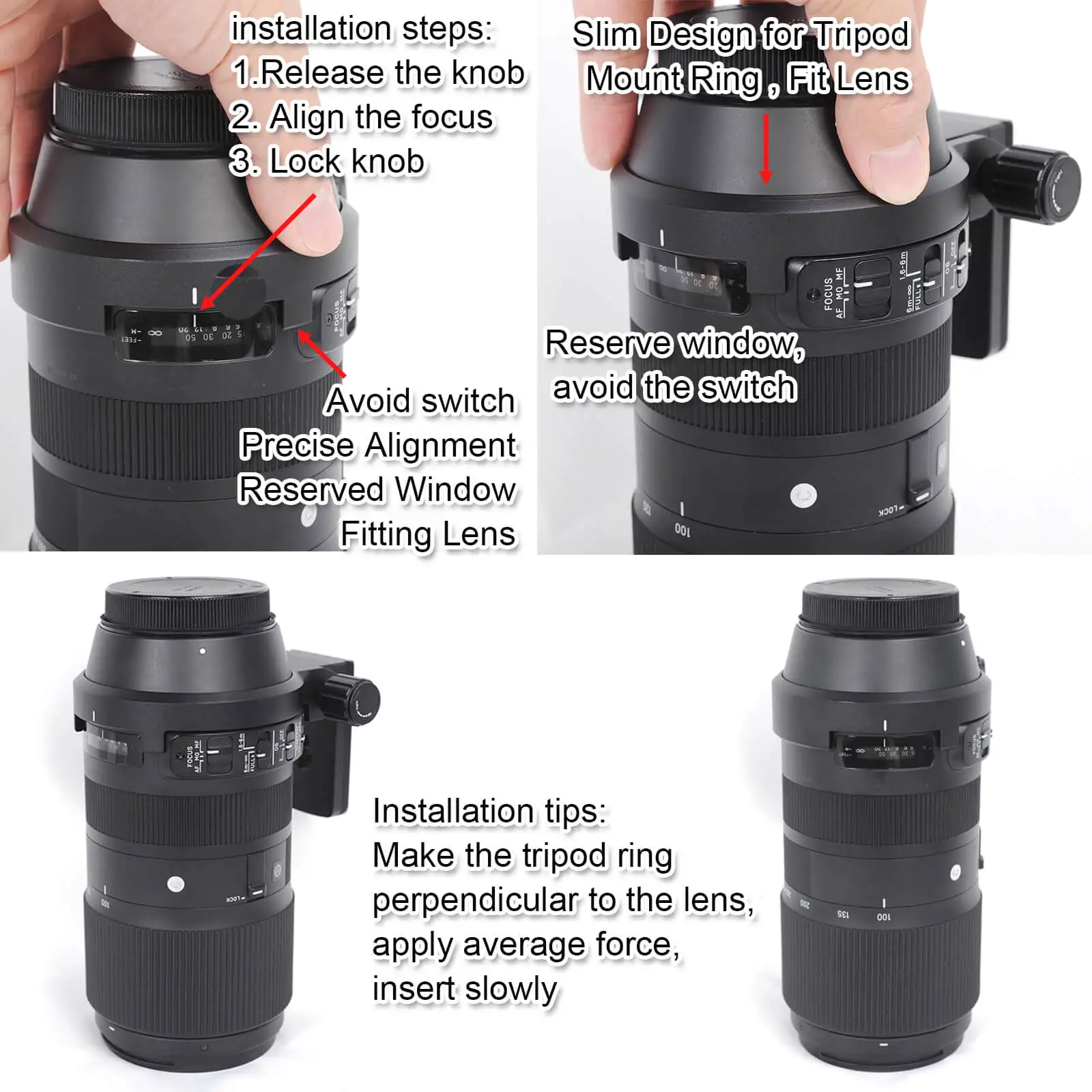 Lens Collar Tripod Mount Ring for Sigma 100-400mm f5-6.3 DG OS HSM Contemporary