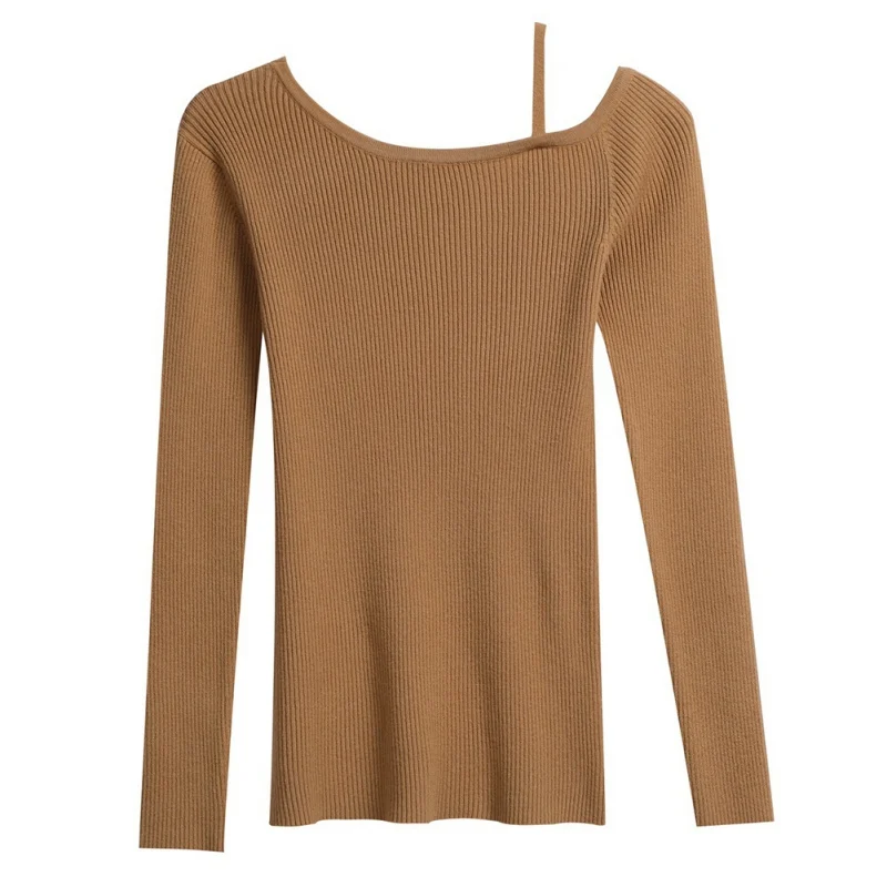 Women's Sweater Clothing Autumn Fashion Slim string Slanted Solid Color Knit Bottoming tops Sweater Women Ladies Maglioni Donna Women's Sweater Clothing Autumn Fashion Slim string Slanted Solid Color Knit Bottoming tops Sweater Women Ladies Maglioni Donna