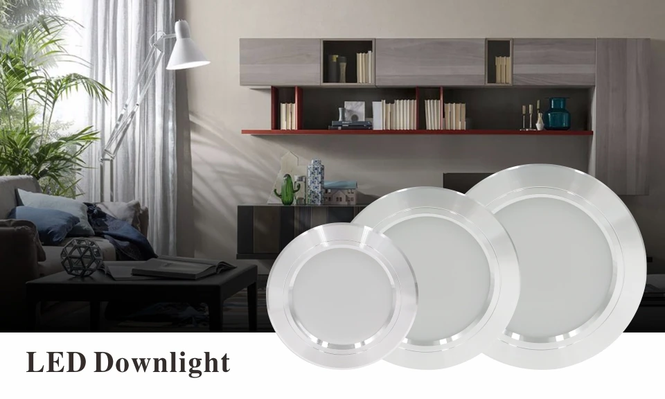 LED Downlight Silver Ultra Thin Aluminum 5W 9W 12W 15W 18W Down Light 220V 230V 240V Round Recessed Spot Lighting