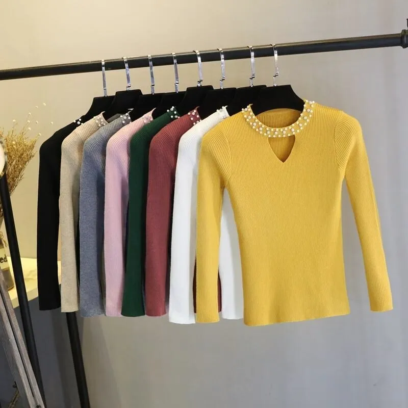 Women Pullovers Knitted Sweater Long Sleeve Solid O-Neck Women Sweaters Autumn Winter Casual Fashion Soft Female Chic Sweater