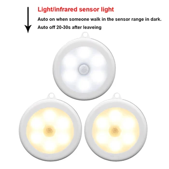 

wireless easy install 6 LED motion sensor Night Light Wall Lamp with Hook for Closet Cabinet Wardrobe Kitchen LED Light