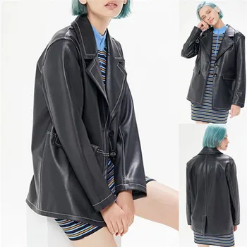 

hirigin HOT womens Autumn Vintage casual Leather Bomber Jackets fashion female Motorcycle Bike Lapel Short Coats ladies new