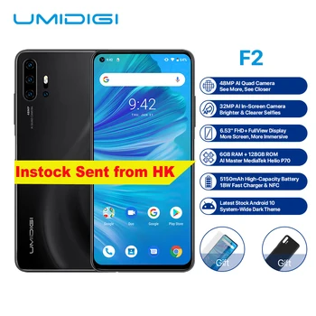 

UMIDIGI F2 Android 10 Helio P70 6GB 128GB Cell Phone 5150mAh 18W Quick Charge 6.53" 48MP 32MP Camera Dual 4G LTE NFC Smartphone