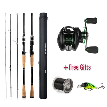 

Carbon Fiber Spinning Casting Travel Rod 1.8/ 2.1/2.4/2.7/3.0M 4 Section M Power Ultra Light Fishing Rod & Freegifts Line+ Lure