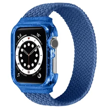 Чехол для IWatch, интегрированный Плетеный ремешок с одной петлей, эластичный нейлоновый ремешок для Apple Watch серии 6/SE/5/4 40/44 мм