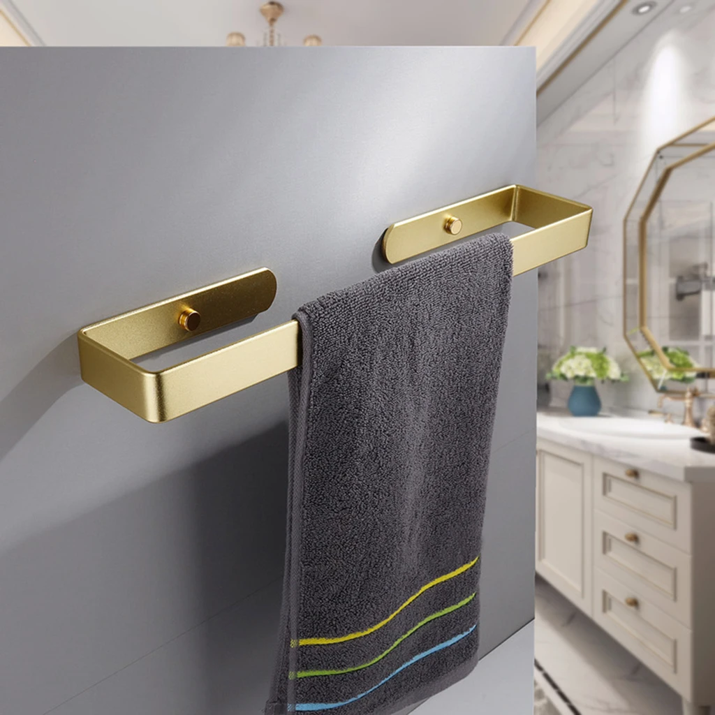 Taozun Toallero dorado – Soporte autoadhesivo para toallas + 2 paquetes de  ganchos para toallas, accesorios de baño, toallero de 16 pulgadas para
