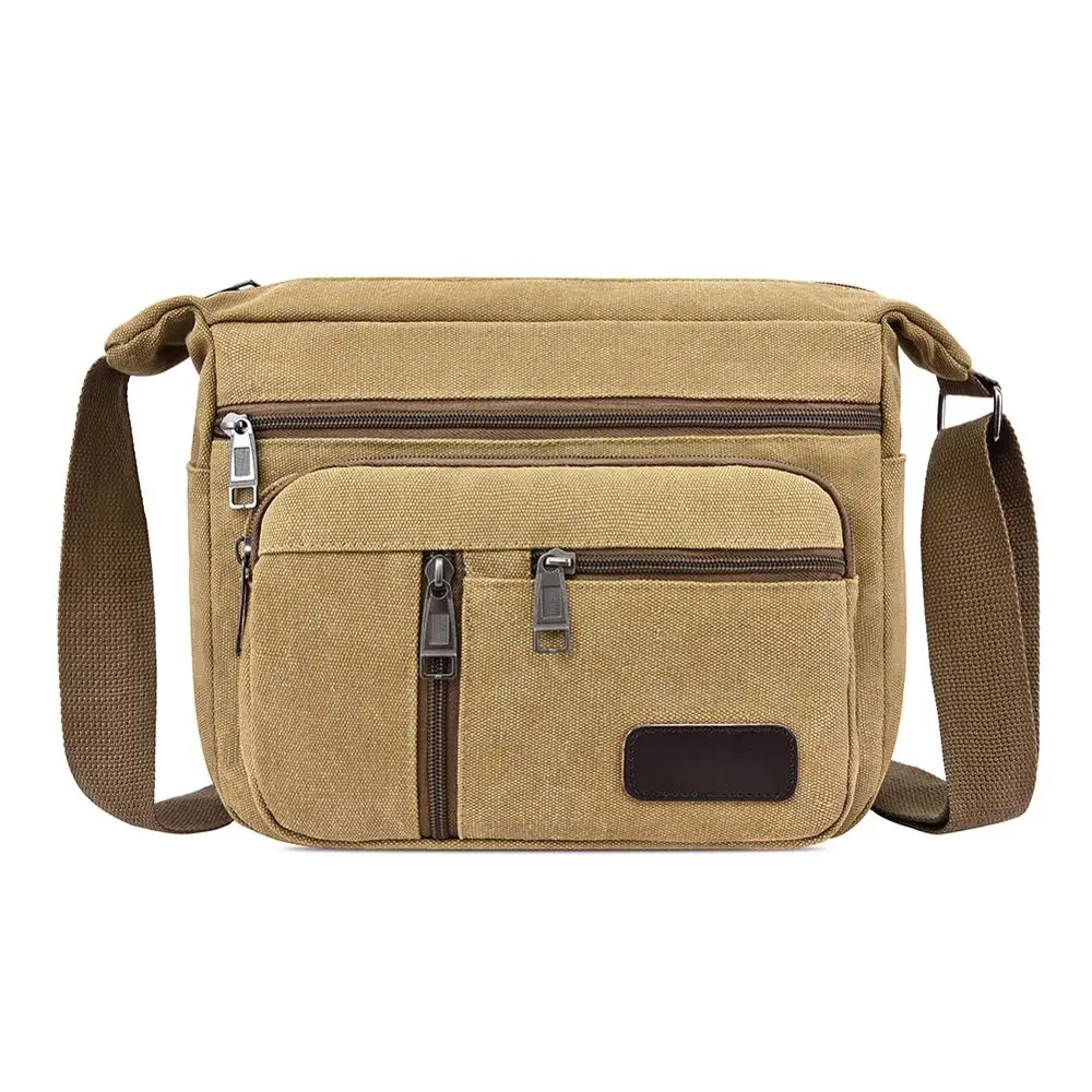  Canvas Shoulder Bags for Men Solid Colors Messenger Bags Strong Fabric Bags Vintage Style Crossbody - 33047475431