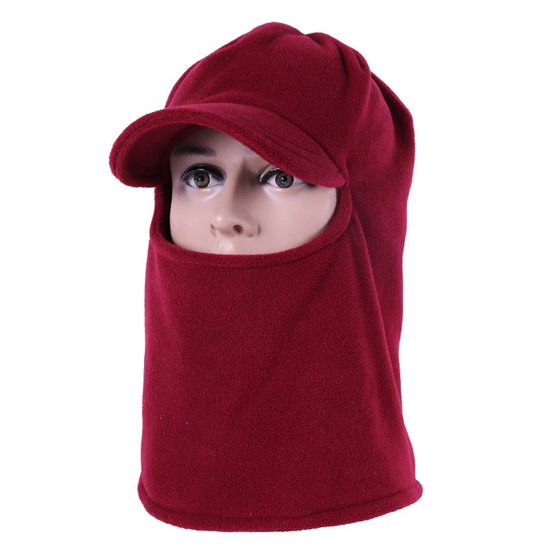 New Outdoor Autumn Winter Thicken Solid Color Beanie Keep Warm Mountaineering Ski Unisex Windproof Masked Cap - Цвет: Зеленый