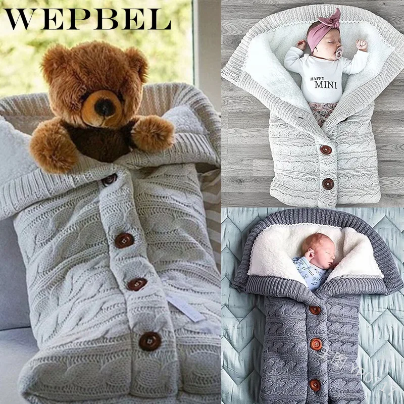 

WEPBEL Baby Blanket Swadding Sleeping Bag Vintage Warm Soft Autumn Winter Button Solid Color New Fashion Blankets