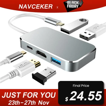 

2020 New USB 3.1 Type C To HDMI HUB Adapter 4K 60Hz 100W PD Thunderbolt 3 USB C Type-C Hub with Hub USB 3.0 for MacBook Pro/Air