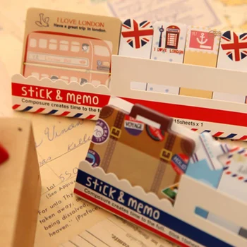 

1pc 12.5*5cm British London Memo Style Retro Cute Row Seats Facilitate Stickers N Times Sticky Post Notes Paper Book