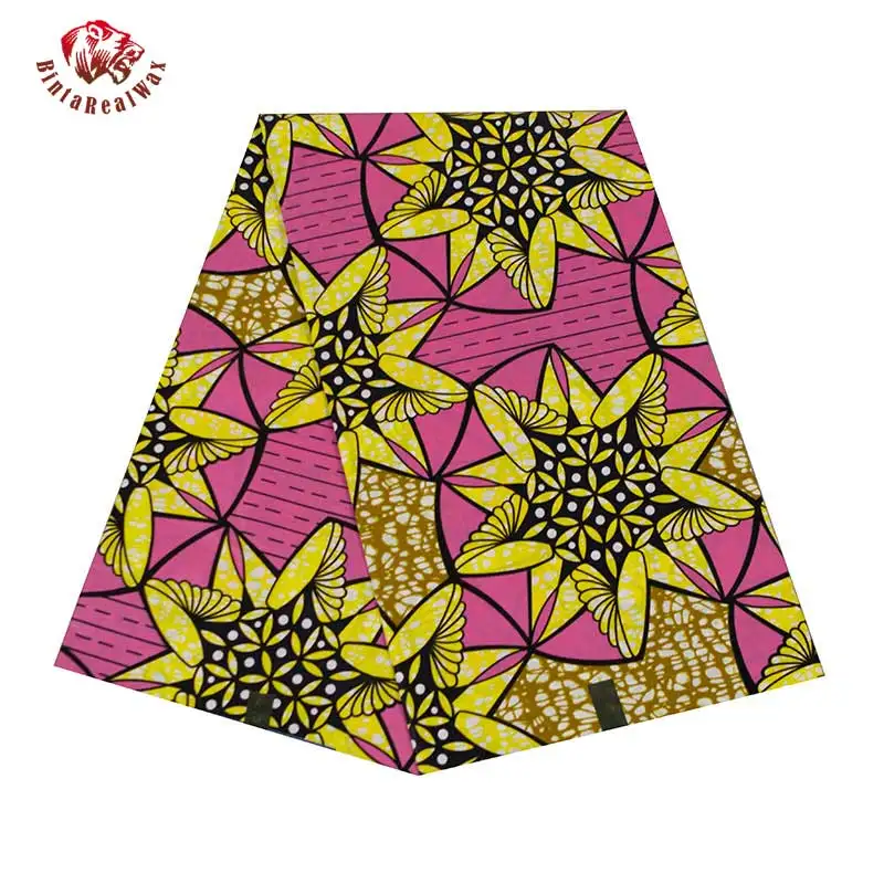 Африканский парафинированный хлопок ткань большой цветок желтый и хлопок ткань мода африканская ткань материал 6 ярдов 24FS1353