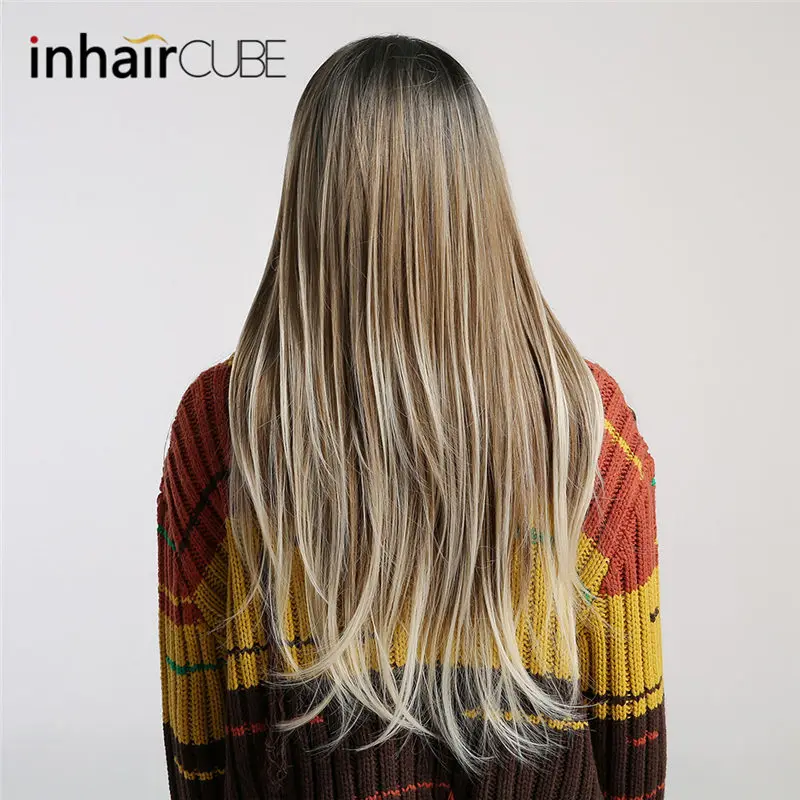 ESIN Женский синтетический парик брюнетка Шелковистые темные волосы высокого