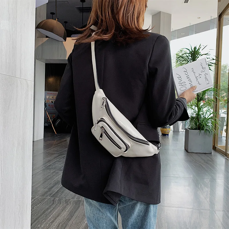 Черная поясная сумка Beltbag Женская Высококачественная поясная сумка белая сумка через плечо на молнии Hanche Bumbag Женская модная нагрудная сумка