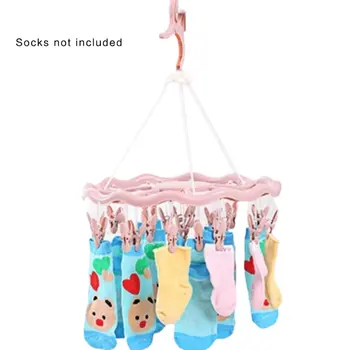 

24 clips drying rack multifunctional clothes drying rack sock clip balcony drying clip 360 degree rotating round drying rack