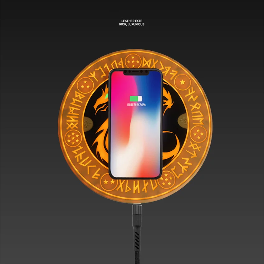 С Bluetooth динамиком QI 10 Вт Быстрое беспроводное зарядное устройство Dragon Ball круг магический массив Беспроводное зарядное устройство Подставка для зарядки для Mi9 - Цвет: no tempered glass