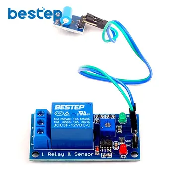 

5V 12V Normally Closed Vibration Sensor Module Plus Relay Module 2-in-1 Module Alarm Triggered Vibration Module