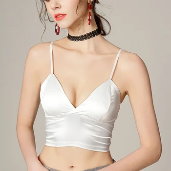

Women Sexy Camisoles Summer Deep V Solid Color Wild Tube Top Strap Bottoming Triangle Cup Underwear топ женский