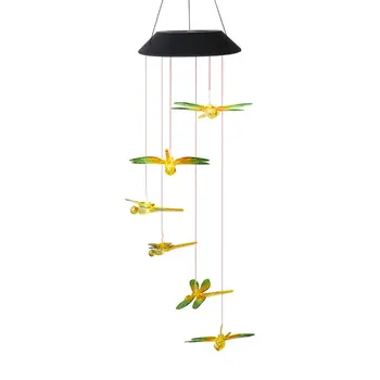 

LED Solar Wind Chime Light Turn Light Dragonfly Solar Gift Light Color Led Garden Hanging Light Colourful Light