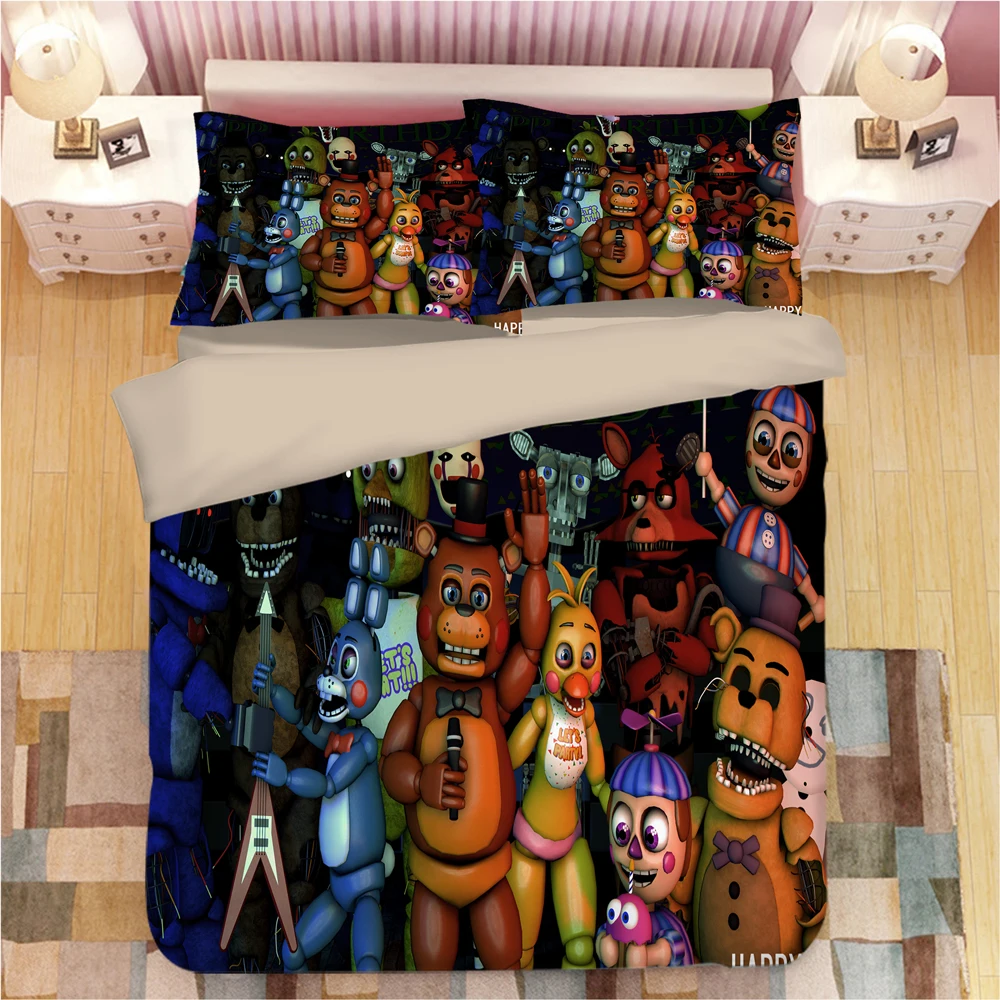 Черный Мультфильм «Five Nights at Freddy's», «пять ночей мультфильм 3D Постельное белье пододеяльники, наволочки для подушек, игрушечный медведь одеяло Постельное белье s постельное белье - Цвет: Черный