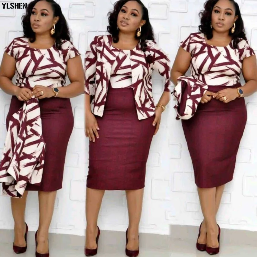 African Dresses for Women 2 Piece Suit Dashiki Print African Clothes Elegant Ankara Dress Fashion Robe Africaine Ropa Mujer 2019 02