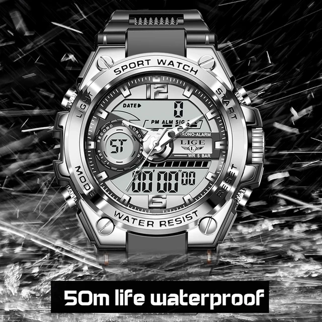 Digital Men Military Watch 50m Waterproof Wristwatch LED Quartz Clock Sport Watch Male Big Watches Men 6