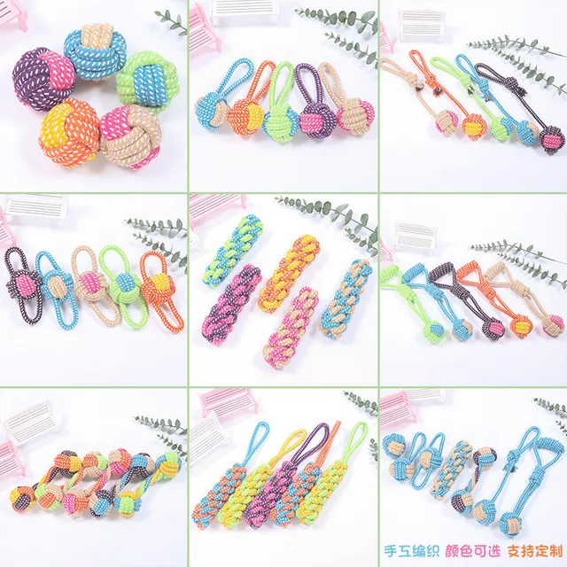 Dog Toy Interactive Chewing Rope Ball Toys Set Natural Cotton Washable Durable Tug of War for Small Medium Dogs Pet Supplies 2