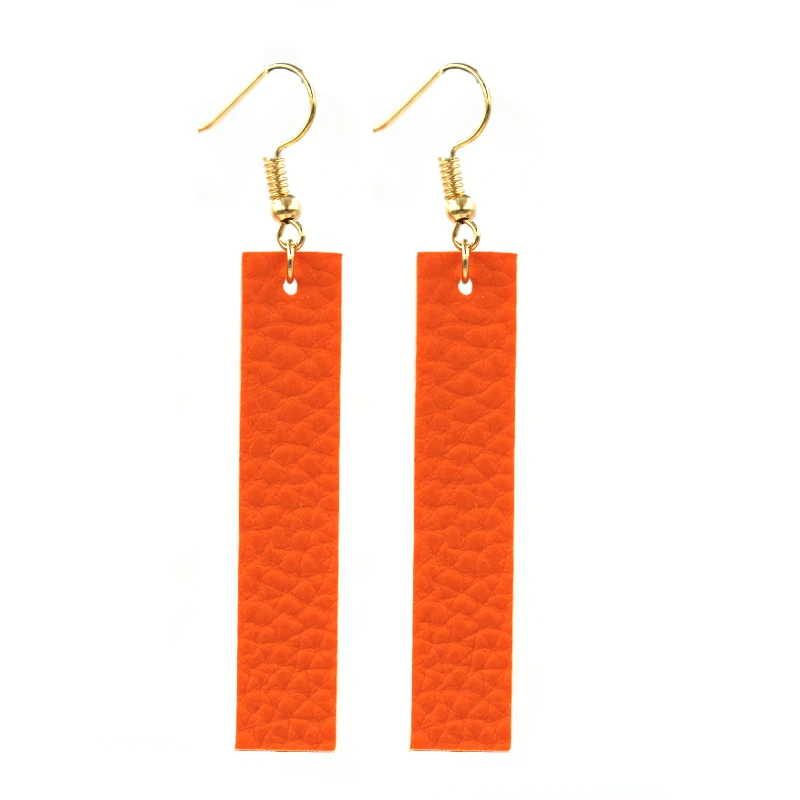 Новинка, различные цвета, вертикальные серьги из искусственной кожи, простые серьги для женщин - Окраска металла: Orange