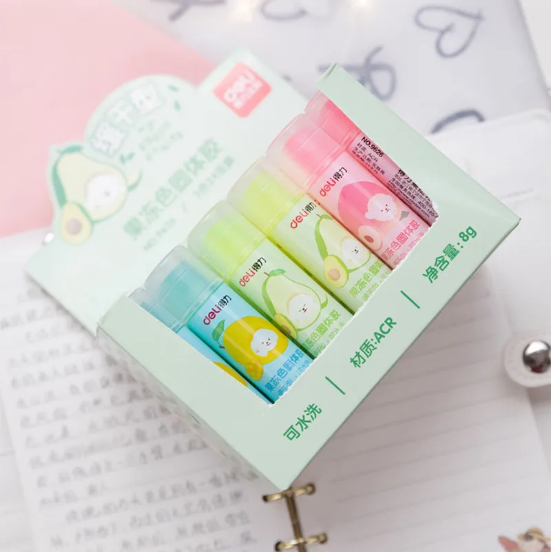 4Pcs Washable ACR Glue Stick Jelly Colors N.w. 8g High Viscosity Solid Glue Safe For Kids Home DIY Tools School Stationery 9626 photo