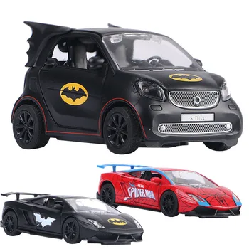 

Best selling 1:36 bat/spider Cartoon car alloy model,simulation die-cast sound and light pull back toy model,free shipping